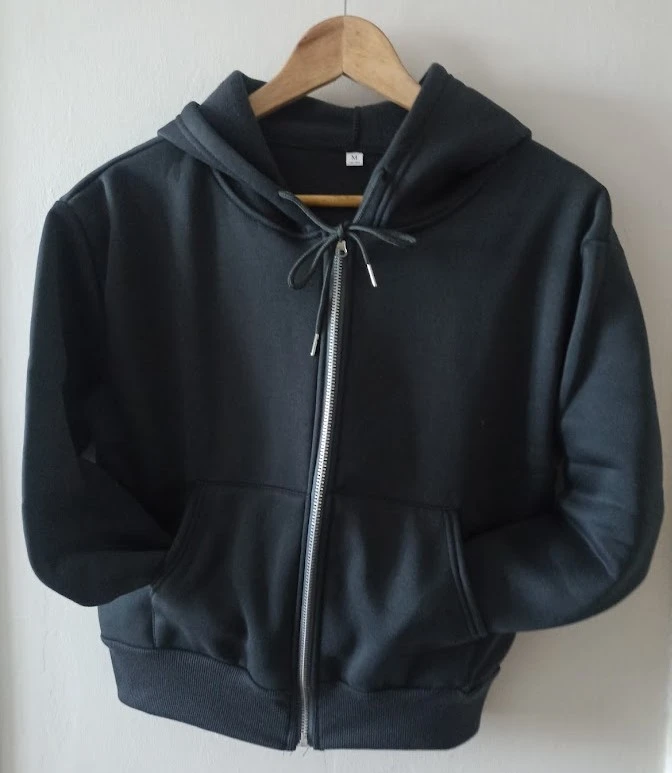 Veste/Sweat à capuche zippé gris a, intérieur Polaire douillet - NEUF - Taille M